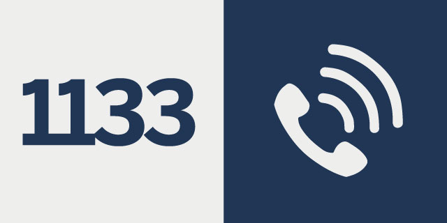 Symbolbild Zahl des Monats: Links die Zahl 1133. Auf der rechten Seite ein Icon eines Telefons