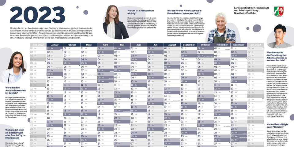 Vorschaubild für den LIA Kalender 2023. Zu sehen ist der Kalenderkopf mit der Zahl 2023