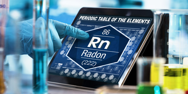 Radon als chem Element auf einem Tablet