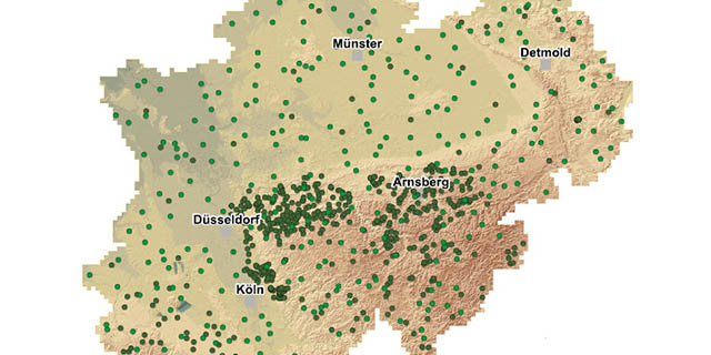 Karte: Radon Messpunkte in NRW